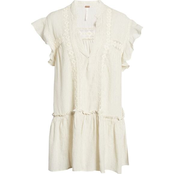 New FREE PEOPLE  Baby Blues Tunic $128 SMALL Ivory Semi-Sheer Mini Cotton - Picture 8 of 9